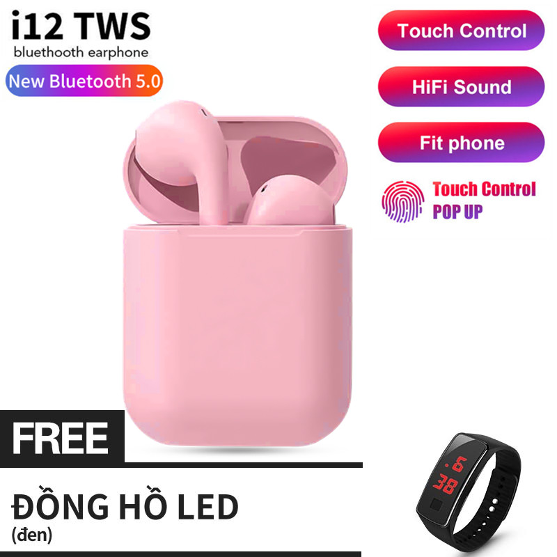 【Đồng hồ LED miễn phí】Tai Nghe Không Dây Hoàn Toàn TWS i12 Bluetooth 5.0 Chính Hãng Cao Cấp True Wireless Headset Cảm Ứng BẢO HÀNH 12 THÁNG
