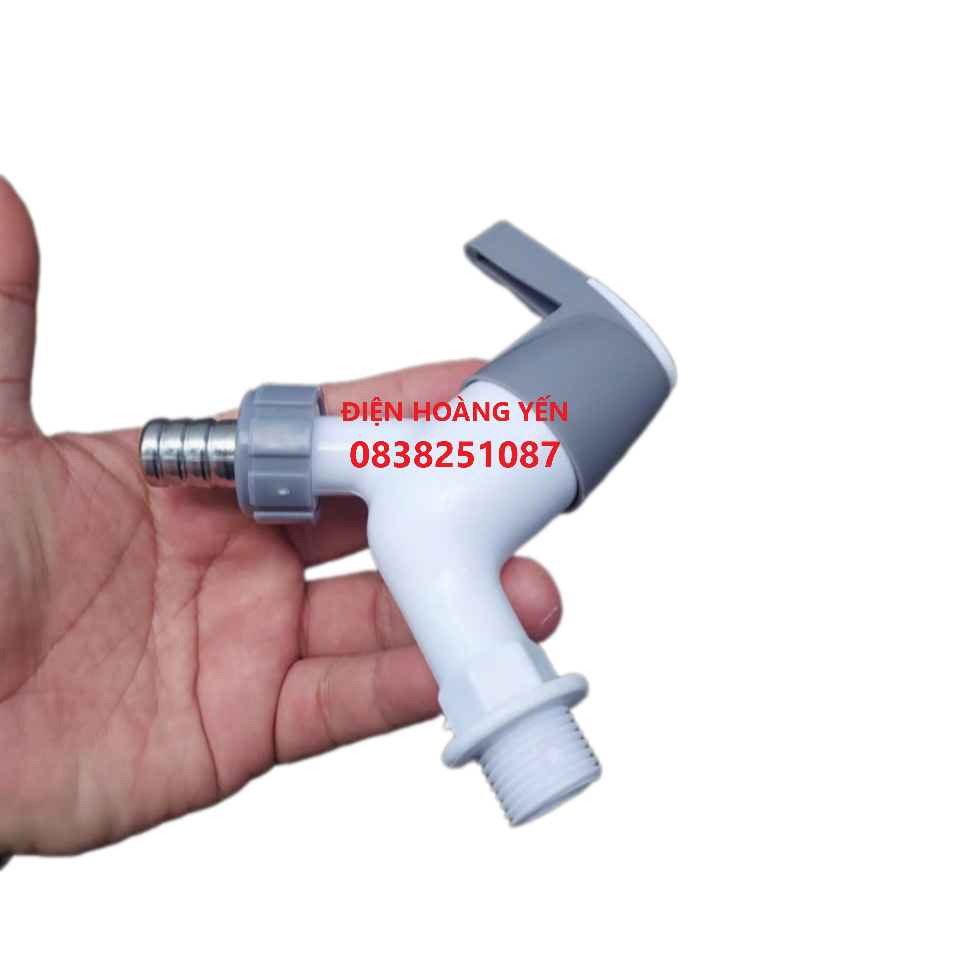 Vòi Nước Nhựa Ren 21 (Phi 21) Xả Thẳng, Tay Gạt PVC