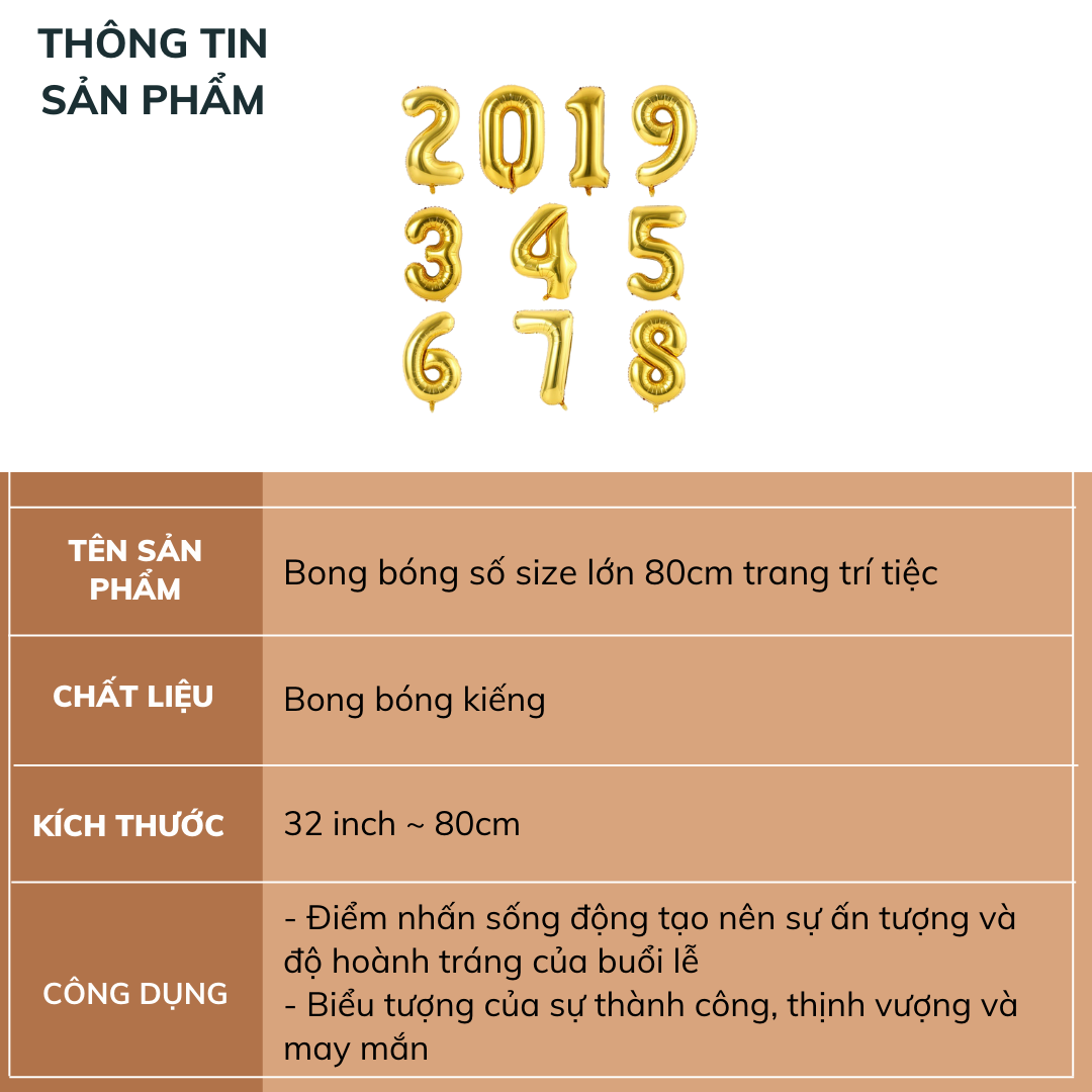 Bong bóng số size lớn 80cm trang trí tiệc