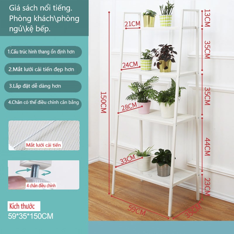 Kệ sắt YTC để đồ 4 tầng đa dụng thiết kế Ikea-K4T01