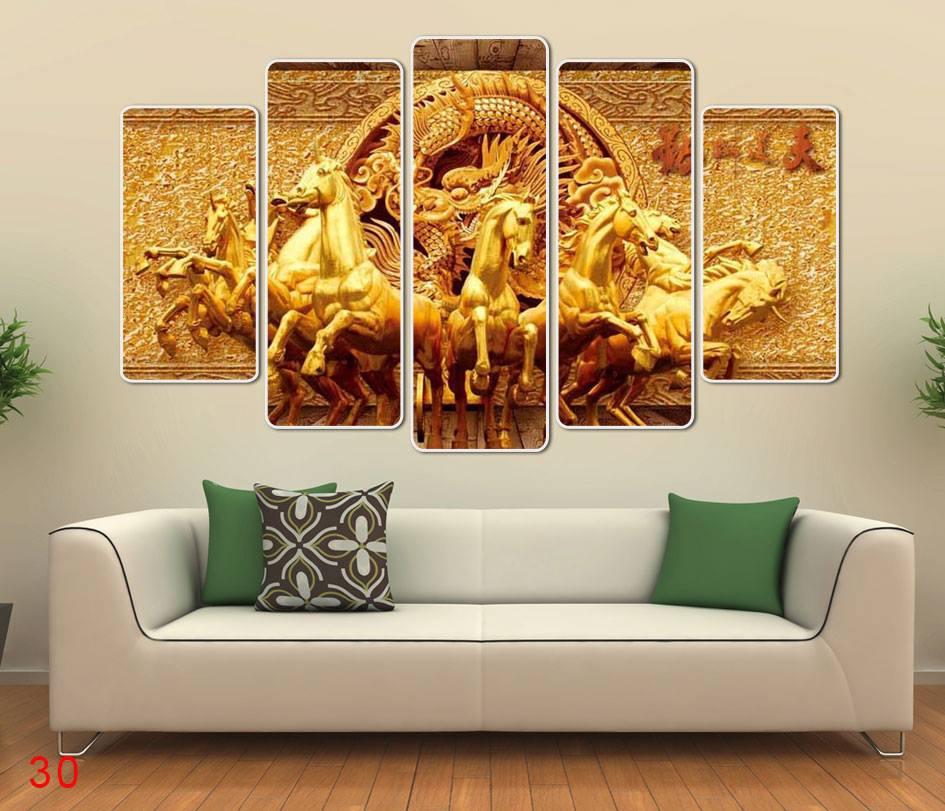 Tranh bộ treo tường Mã Đáo Thành Công 3D-100/ Gỗ MDF ép viền sang trọng