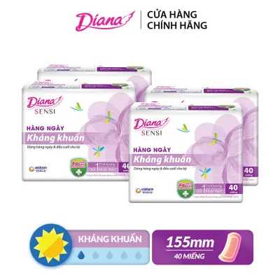 Bộ 4 gói Băng vệ sinh Diana hàng ngày Sensi kháng khuẩn gói 40 miếng