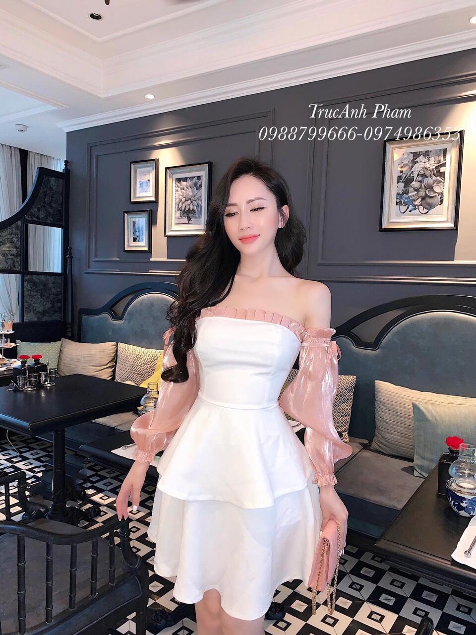 Đầm xòe dự tiệc tay phồng xinh xắn