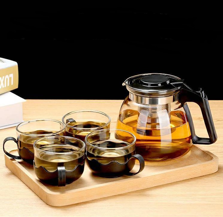 Bộ Ấm Trà Kèm 4 Tách Thủy Tinh