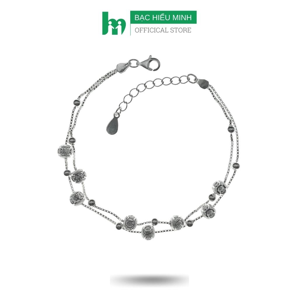 Vòng tay lắc tay nữ bạc chuẩn 925 bạc hiểu minh ltu538 bi dây kép bảo hành vĩnh viễn