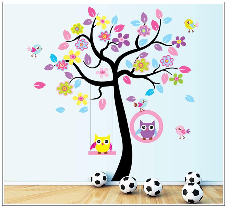 Sticker Decal dán tường kết hợp Các con thú dưới bóng cây  AY869+DF5211