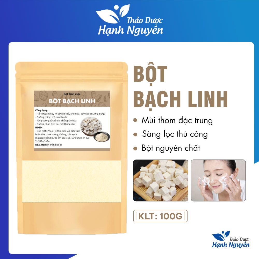 White Linh Powder 100g, Pure White Linh, Facial Mask, Helps Whiten Skin, Reduce Dark Spots, and Prevent Aging