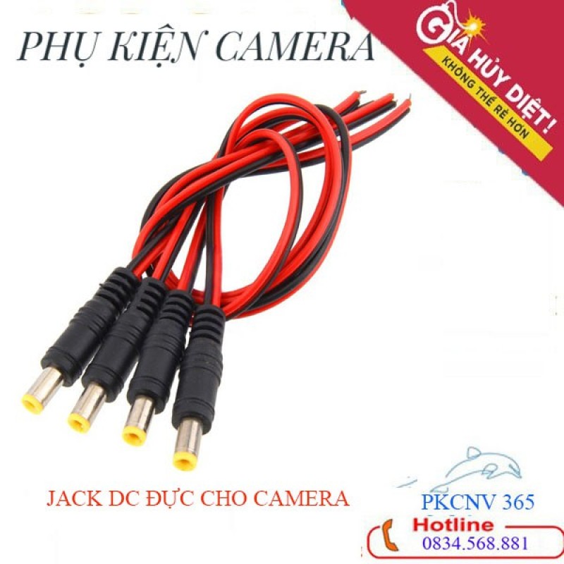 [FreeShip] Combo 6 Jack DC đực cấp nguồn cam DC cho Camera - Jack DC đực Dây đỏ đen