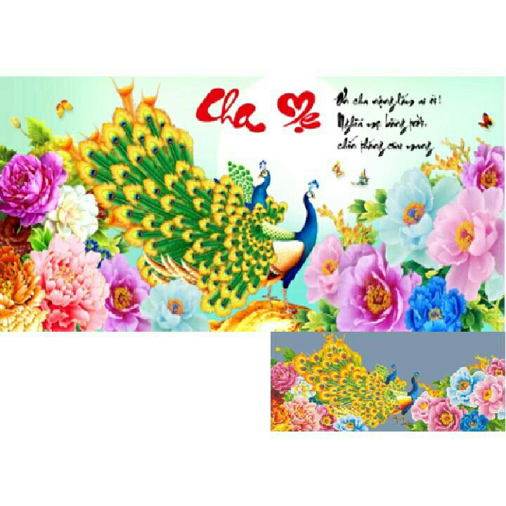 Tranh đính đá cha mẹ kích thước 105×50cm
