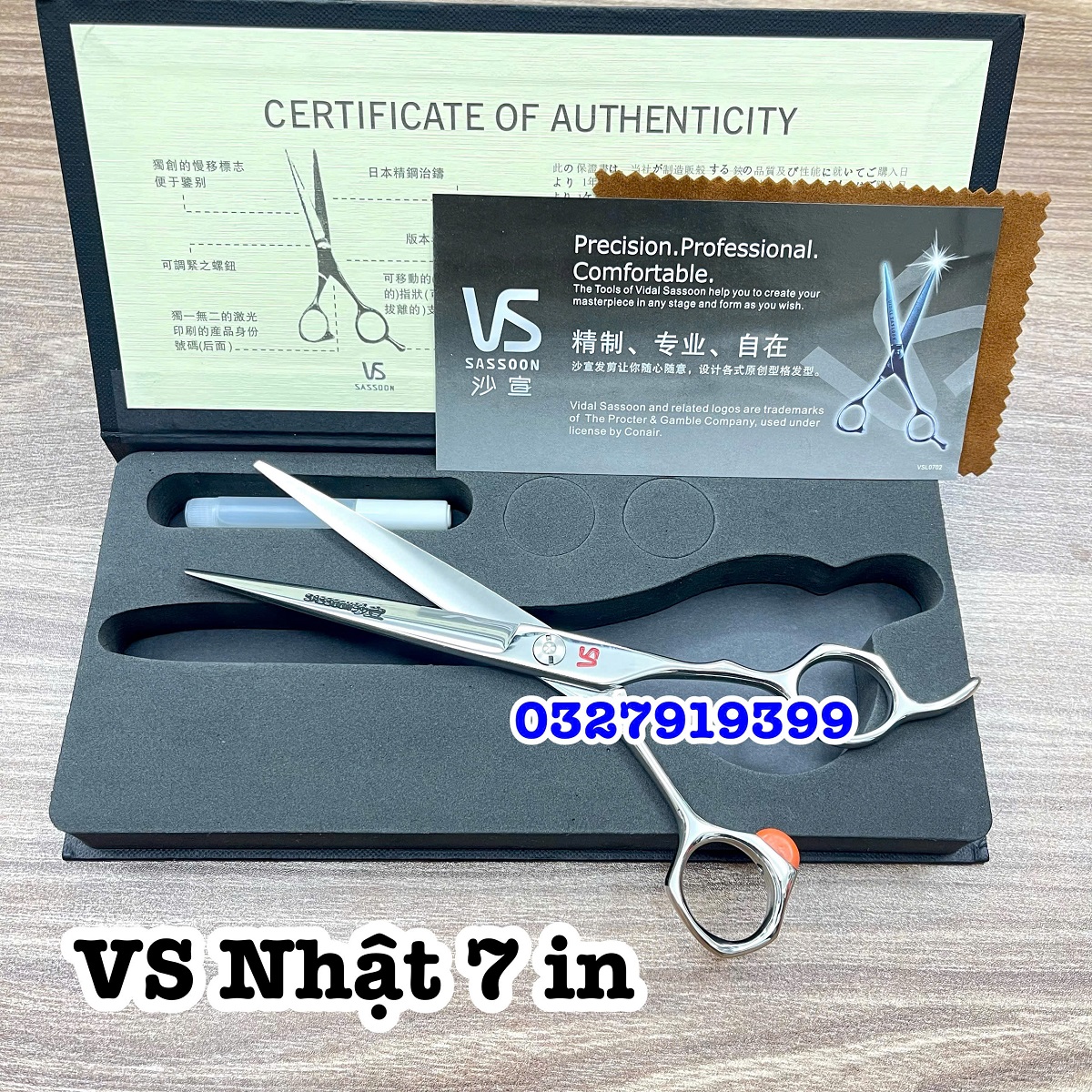VS Kéo Cắt Tóc Cao Cấp 6.5 In Thép Nhật S440C Quai Phẳng Lệch Độ Cứng 62HRC Lưỡi 7.5cm Chuyên Sản Phẩm Tóc Kích Thước 6.5 In Chiều Dài 18cm