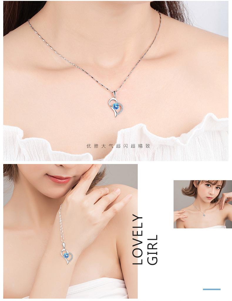 Dây chuyền bạc nữ - Vòng cổ nữ đính đá Pha Lê Xanh (DC.X015)