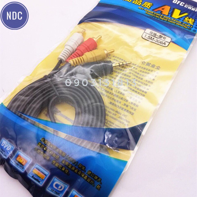 Cáp AV 3.5 ra 2 đầu, 3 đầu bông sen (Cáp 3.5mm loại 1, cáp to)