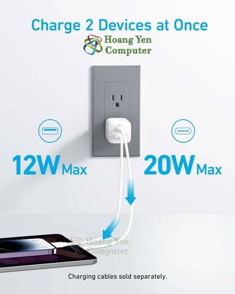 Cốc Sạc Nhanh Mini Anker 323 A2331 (QC3.0 18W, PD 20W, PD 33W) - BH 12 tháng