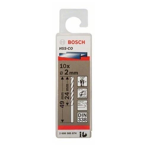 Mũi khoan INOX Bosch HSS-Co 2mm ( hộp 10 mũi )