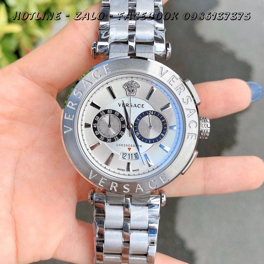 [HCM]Đồng Hồ Versace Aion Nam Dây Bạc Mặt Trắng 44mm