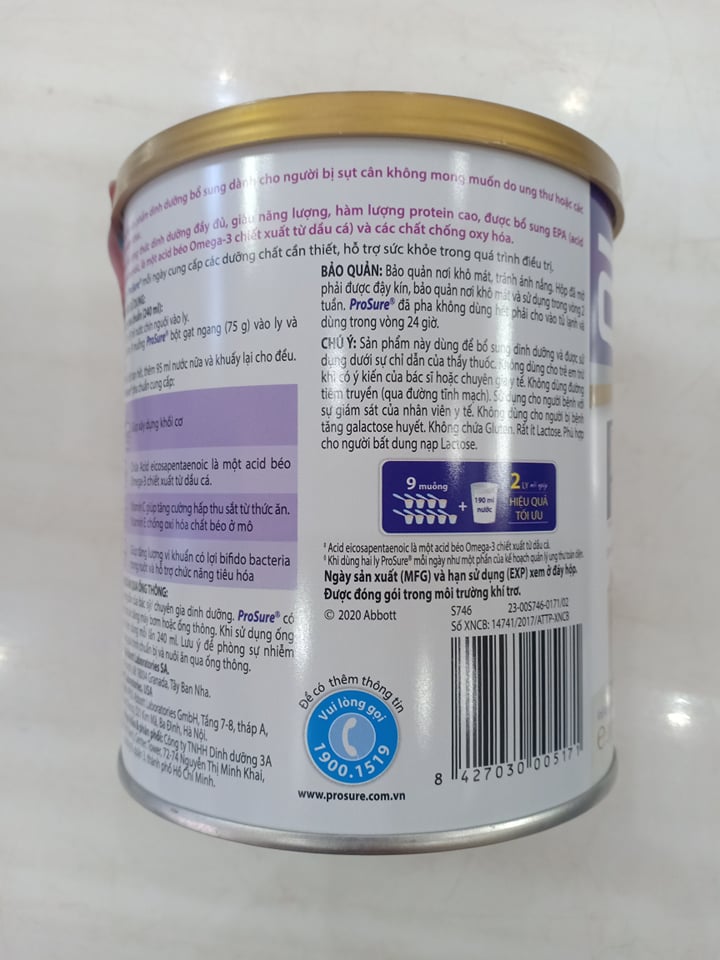 Sữa Prosure dành cho người bệnh Ung Thư 380g