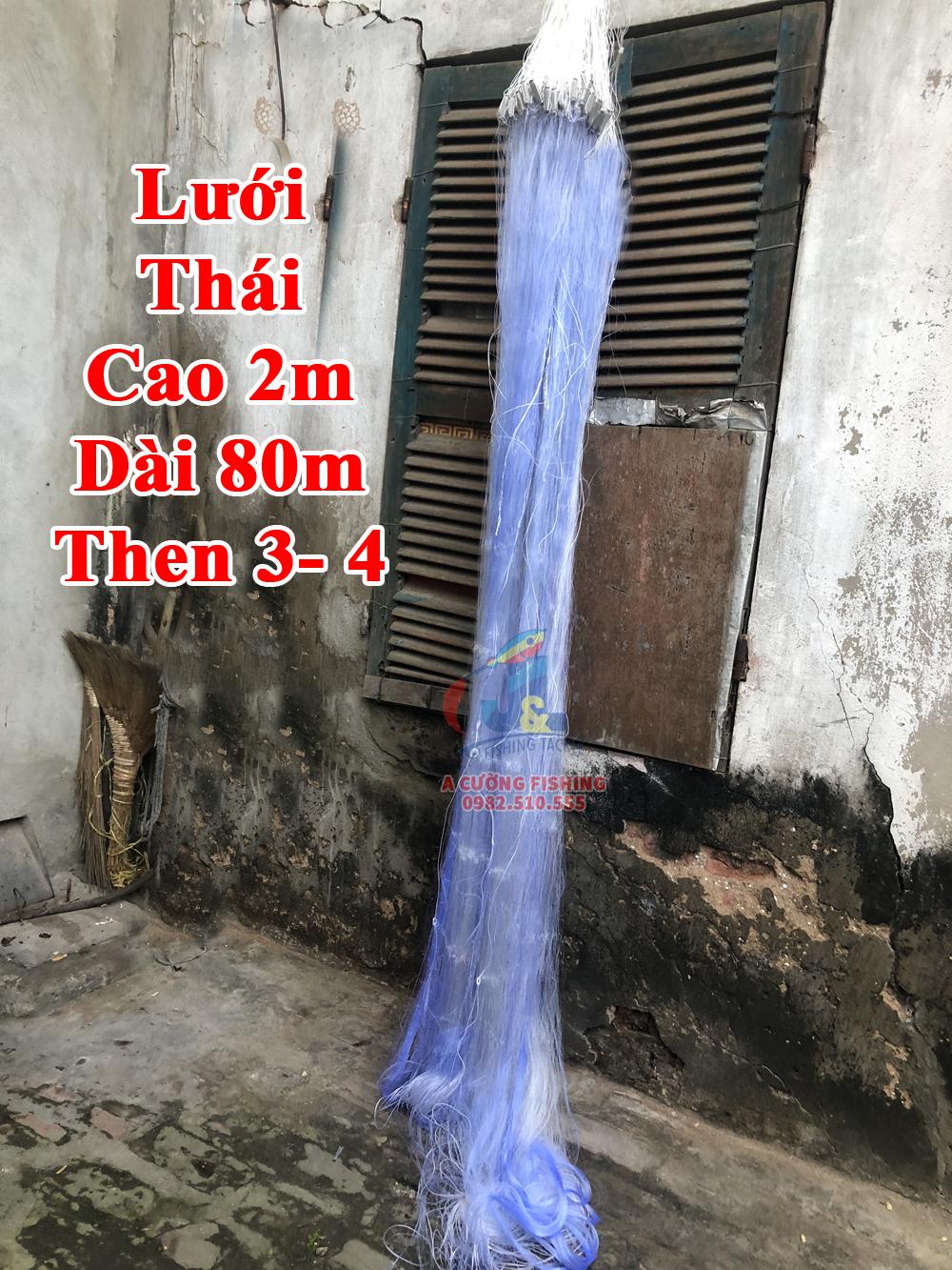 Lưới đánh cá Cao 2m dài 80m Mắt lưới 6cm - 8cm cước 15 - Thái xịn