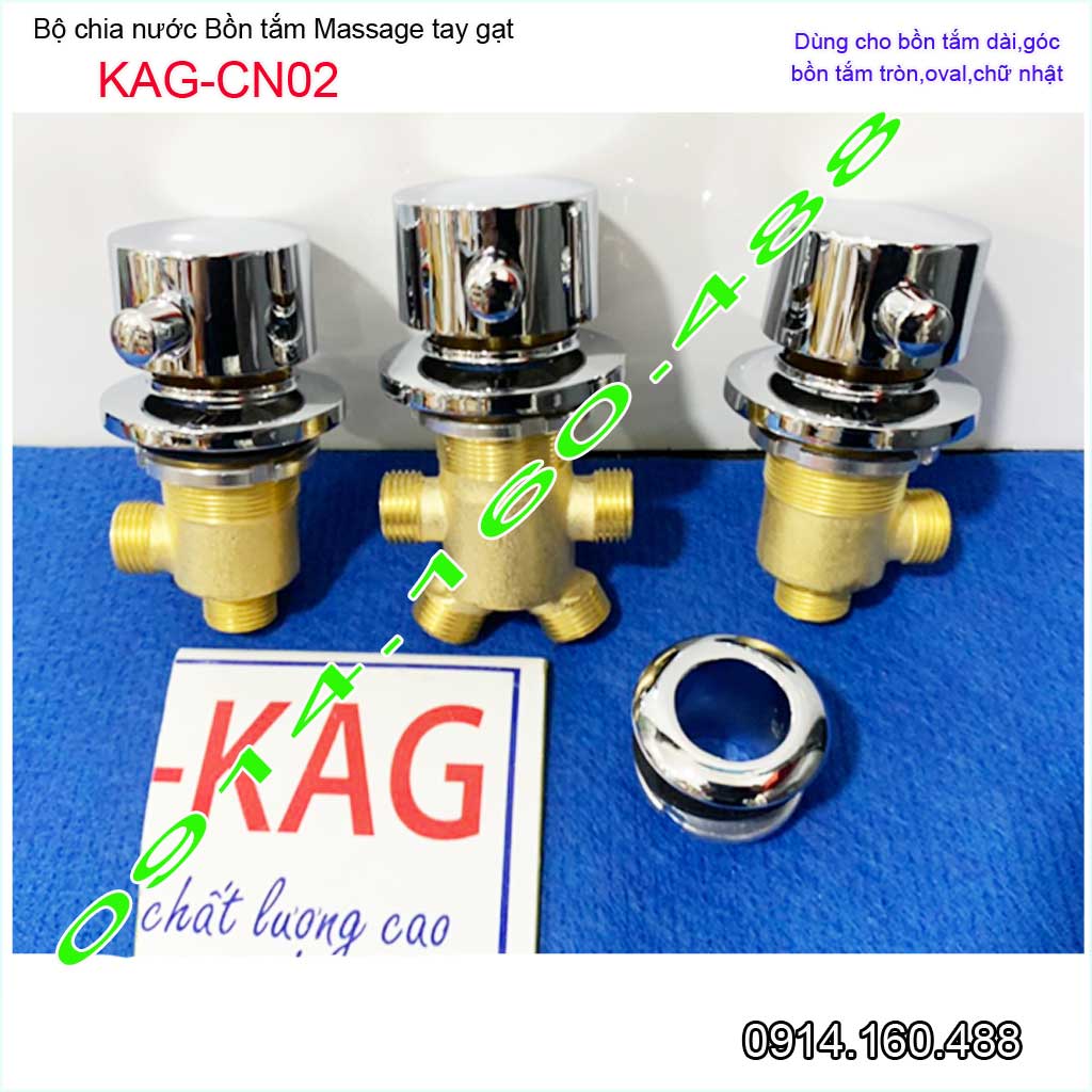 [HCM]Van chia nước bồn tắm massage KAG-CN02, bộ vòi 3 lỗ bồn mát xa kiểu núm vặn tay gạt đồng nguyên chất siêu bền