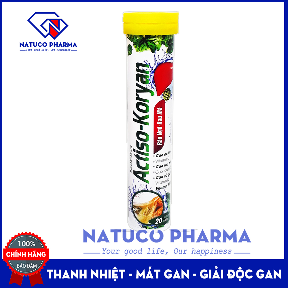 Viên sủi mát gan - ACTISO Râu Ngô Rau Má - Tuýp 20 viên - Thanh nhiệt mát gan, giải độc gan hiệu quả