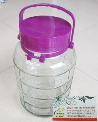 Bình Ngâm Sâm Thủy Tinh Nắp Tím 16 Lít - Hũ Ngâm Sâm 16 Lít