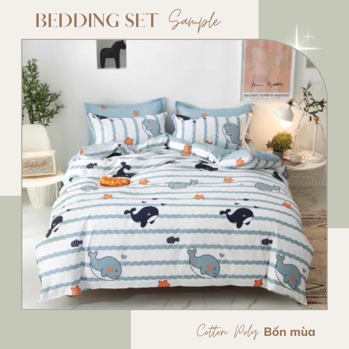 Bộ Ga gối Cotton Poly Bốn mùa đủ size
