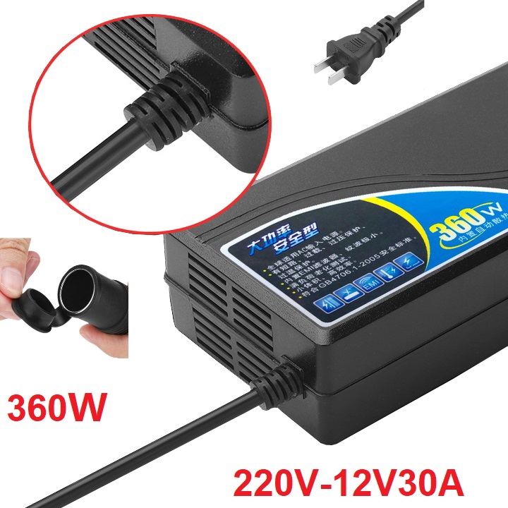 Bộ chuyển đổi nguồn 220V sang 12V-30A công suất 360W - Có đầu cắm tảu - Mã: DOS-12-220