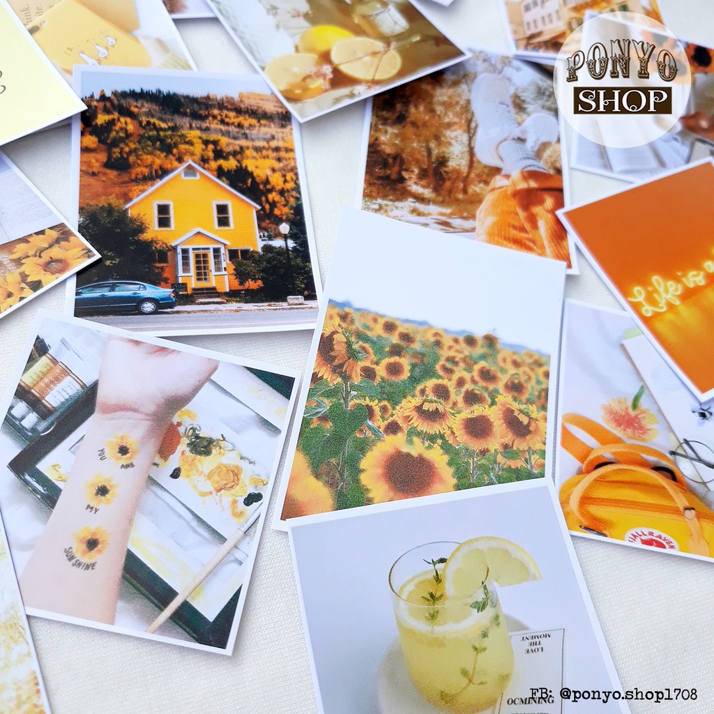 Set 21 sticker nhãn dán ảnh phong cách Instagram (Màu Vàng) trang trí Scrapbook/Planner
