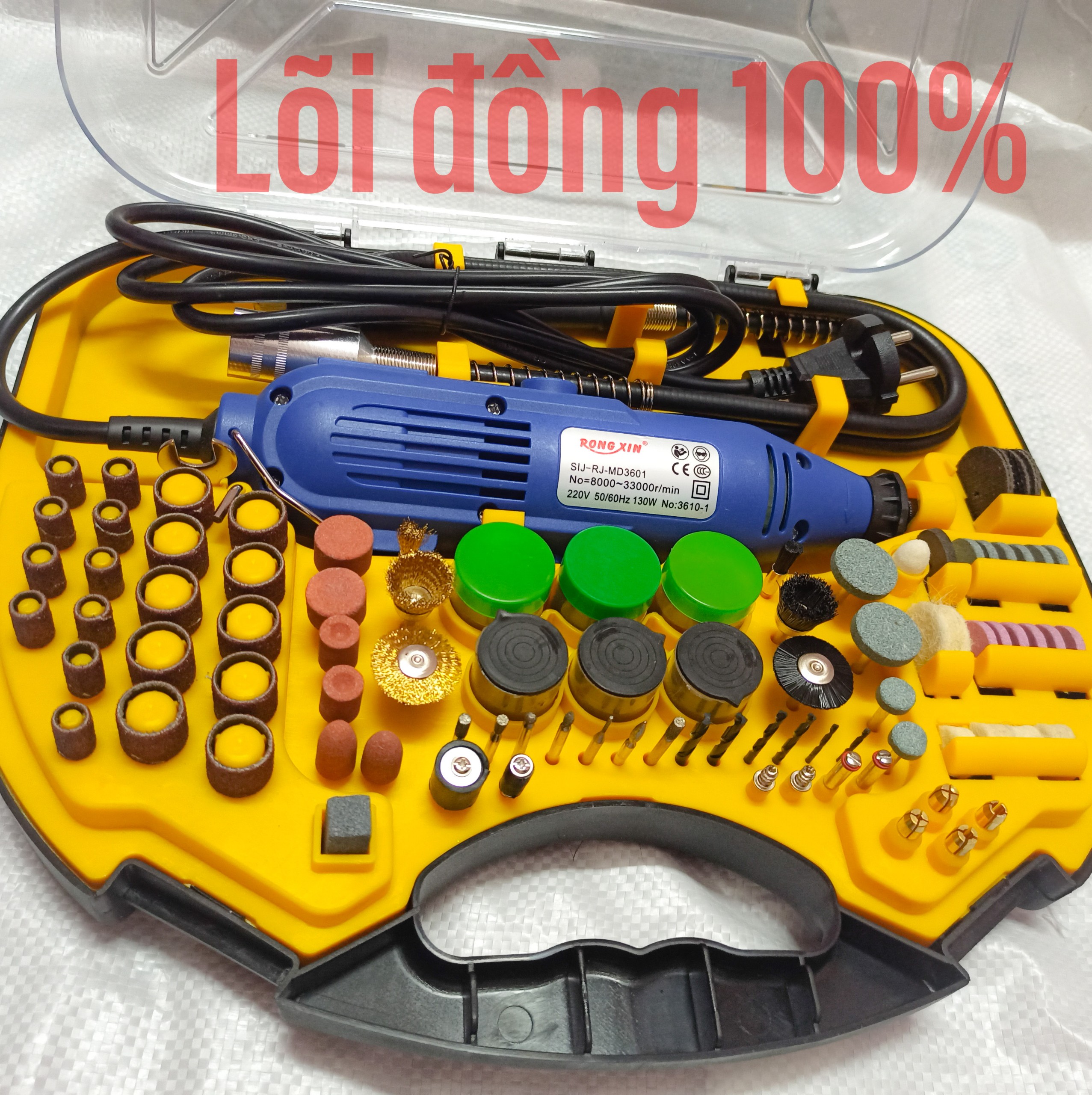 Bộ máy khoan, mài, khắc mini rongxin 100 chi tiết
