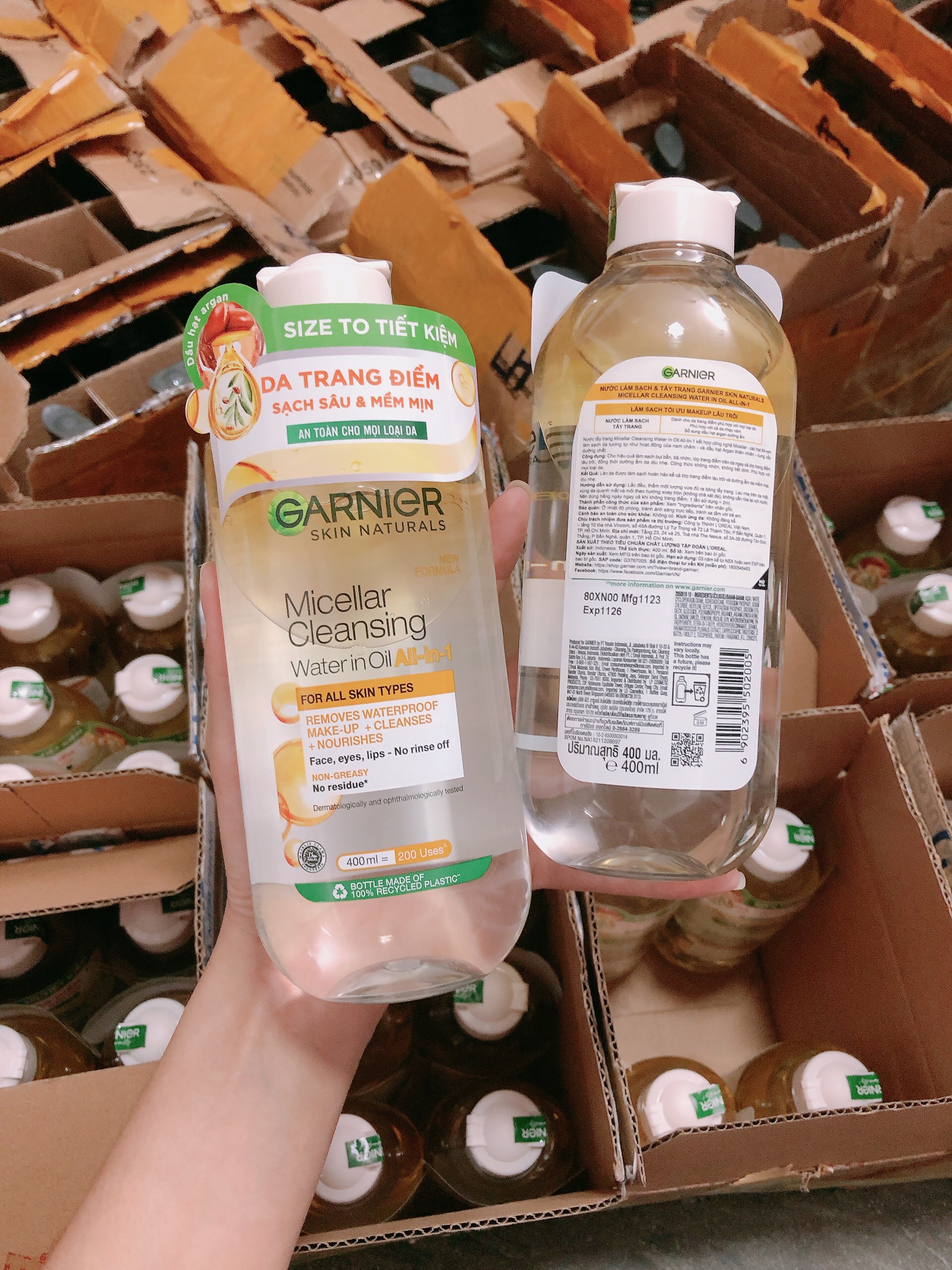 Tẩy trang  Garnier Skin Active Oil Infused Micellar Cleansing Water Vàng Pháp  400ml-  Chính hãng