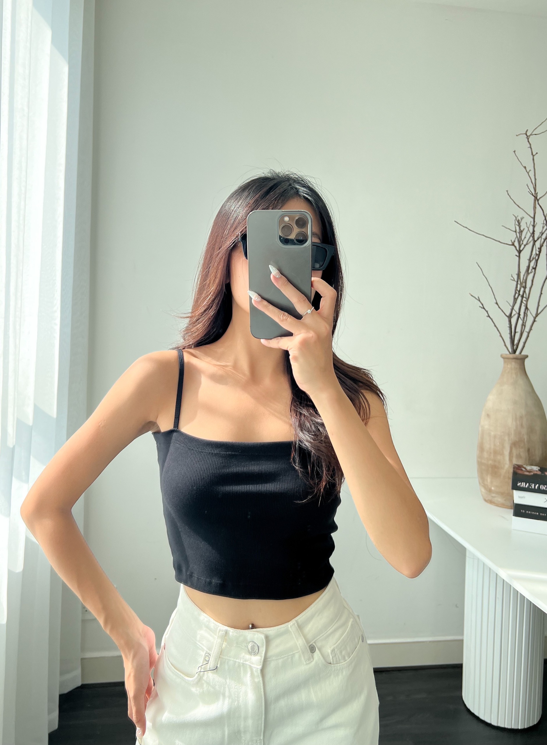 Áo thun croptop hai dây basic REVERCLOTHINGS Camisole Top