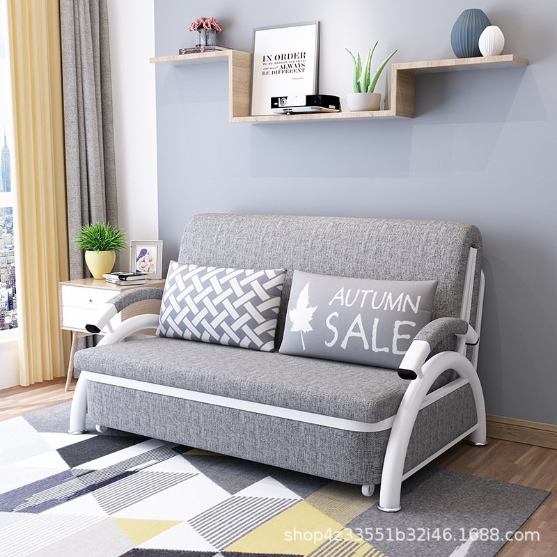 Telescopic sofa bed folding sofa bed with 2 pillows portable size 1m28x1m95