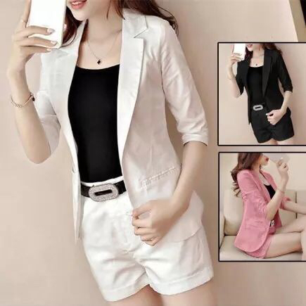Set bộ vest nữ ba món quần đùi áo vest và áo thun #setbovestquandui