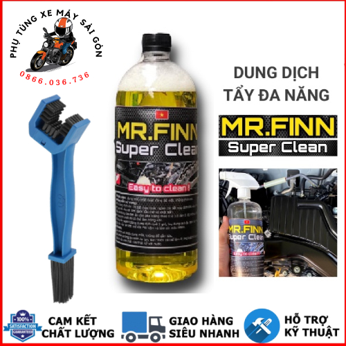 Dung dịch rửa xe đa năng mr.finn super clean 1l chính hãng kèm bàn chải 3d