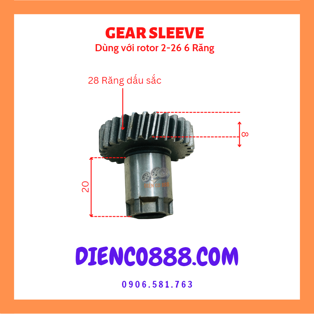 (Gear Sleeve) Nhông bánh răng con khoan BOSCH 2-26 28 răng - Dùng với rotor 6 Răng
