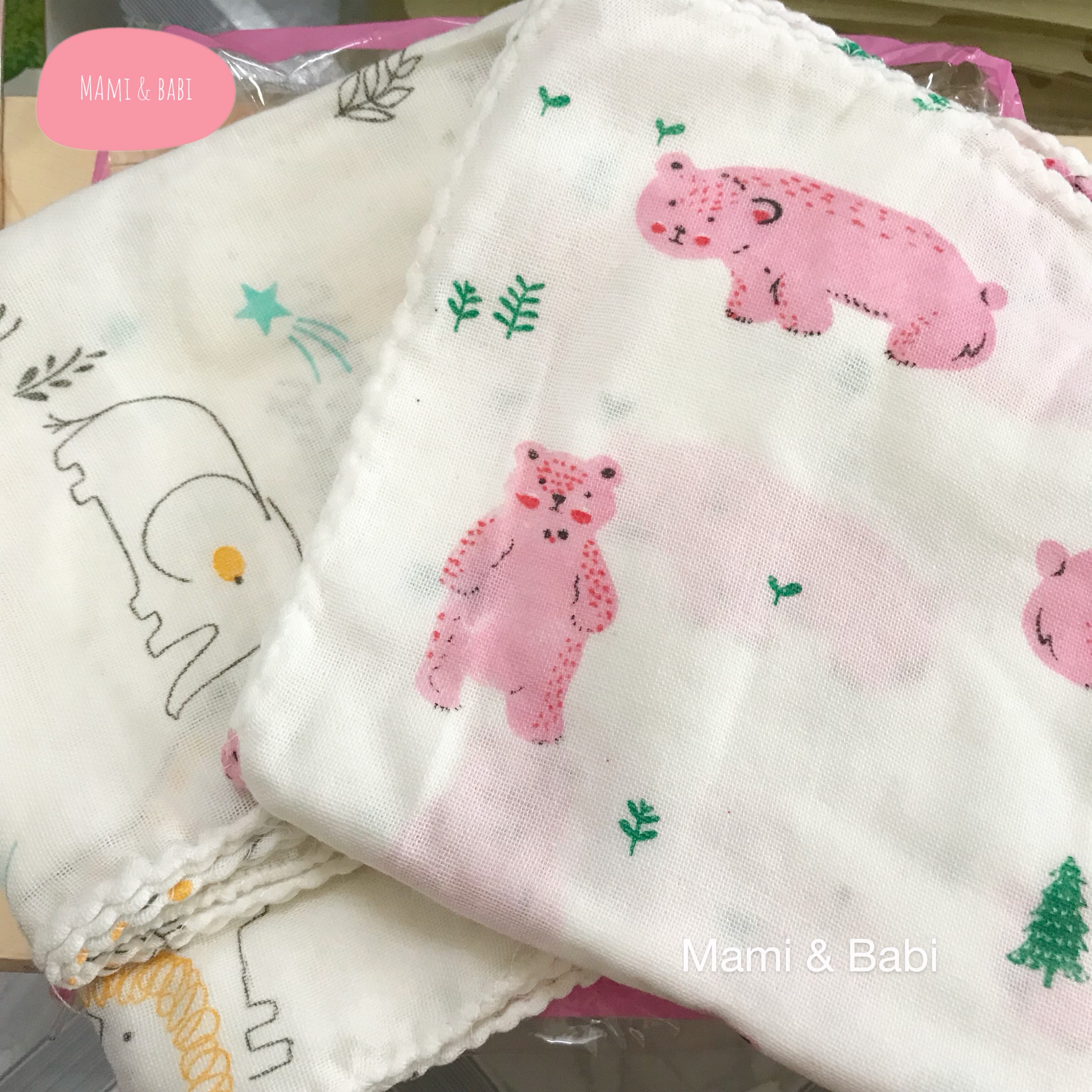 Khăn sữa in hình xuất Nhật cho bé (túi 10 khăn)