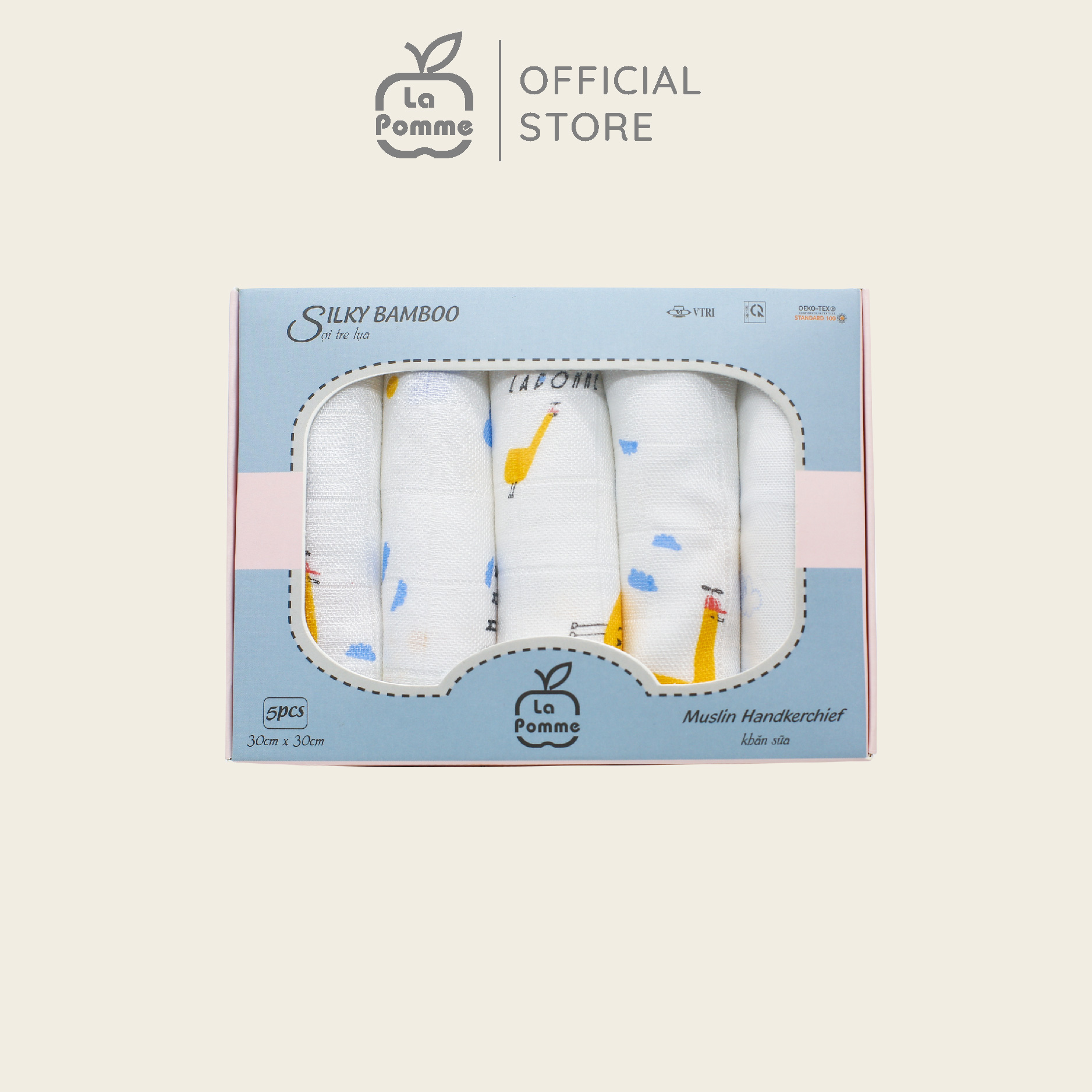 K001 Set 5 Khăn sữa sợi tre lụa (30x30) La pomme