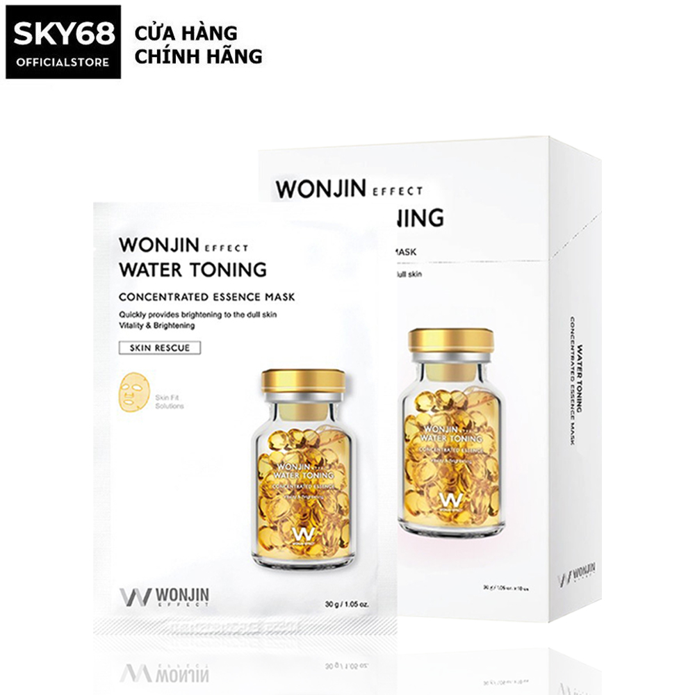 Hộp 10 mặt nạ truyền trắng wonjin effect water toning concentrated essence mask 30g - water toning