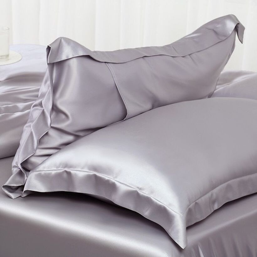 Bộ Ga Gối Phi Lụa Lavish Silk Cao Cấp Mát Lạnh Hàng Loại 1  - Xám Ánh Xanh