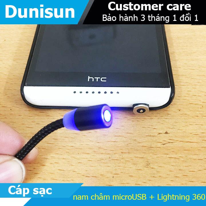 Cáp Sạc Từ Hít Nam Châm Đầu Android hoặc IPhone 360 Độ Dây Dù,Có LED