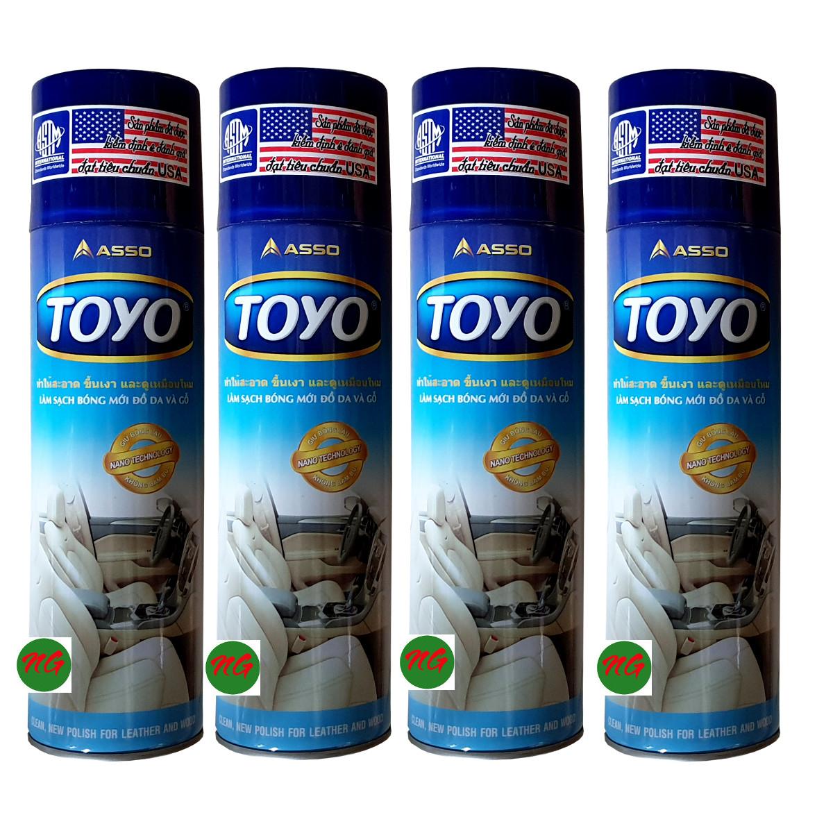Bộ 4 chai xịt TOYO 500ml làm bóng sạch và mới đồ nhựa đồ da đồ gỗ cao su và formica TOYO 500ml