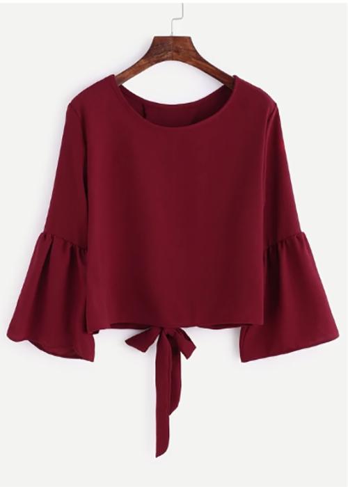 [HCM]áo kiểu nữ thắt nơ tay bèo xinh đẹp áo kiểu nữ cổ tim dây chéo thời trang