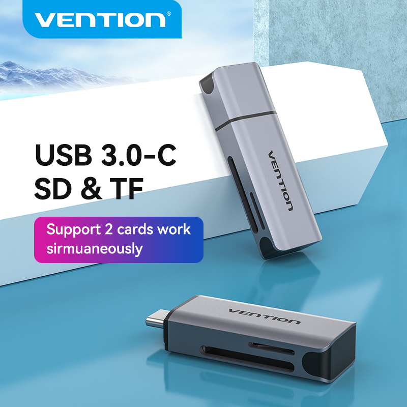 Vention Đầu Đọc Thẻ Nhớ Type C USB 3.0 C Sang SD TF Micro SD Bộ Chuyển Đổi Cho Máy Tính Xách Tay iPhone 16 15 Samsung Huawei Xiaomi Android OTG Type C Memory Card Reader