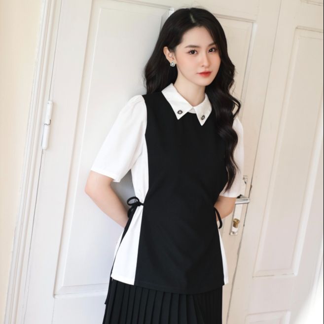 BEAUTEBYV - Áo nữ cách điệu eo thắt dây nơ Meime