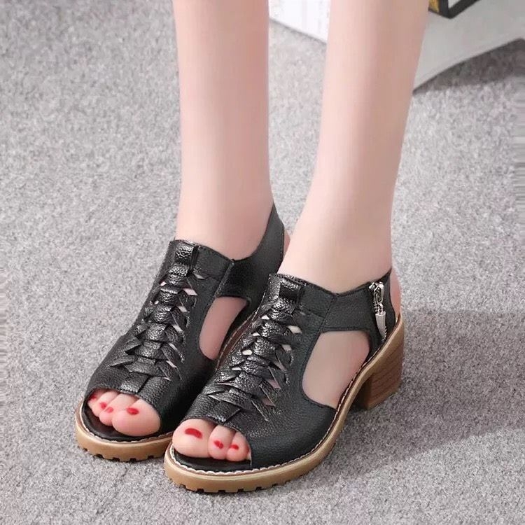 Giày Dép Da Cao Gót Nữ Đế Cao 5cm ,Da Mềm Dáng Xinh  (Vincent shop)