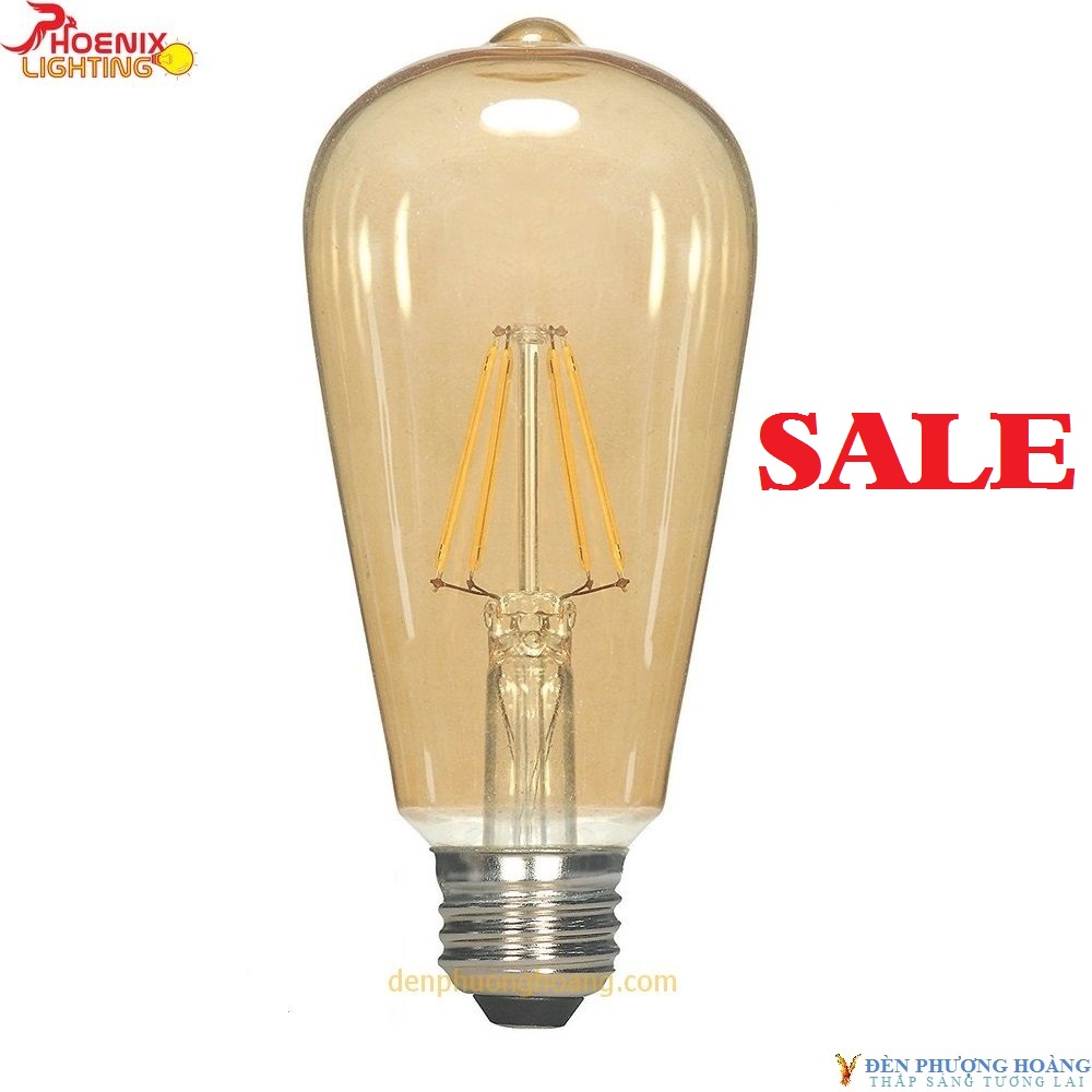Combo 10 bóng led edison ST64 vỏ màu vàng nắng