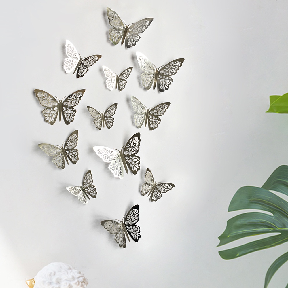 trang trí bánh 12 bướm BẠC