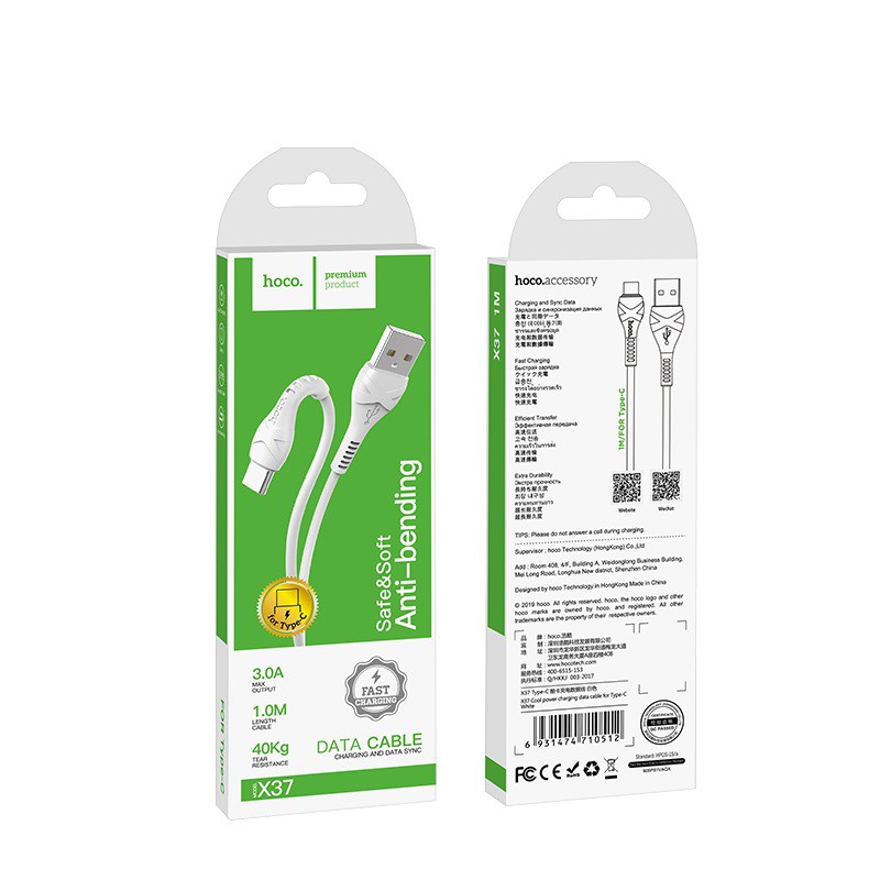Cáp sạc nhanh Hoco X37 Type C, Lightning, Micro 1m