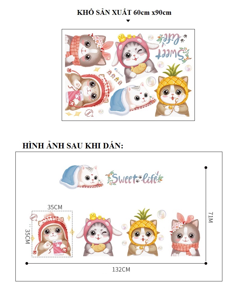 Decal dán tường Mèo ấm áp - P2 -Scenedecal-Framedecals