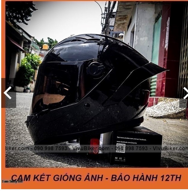 Mũ Fullface AGU Tem màu đen bóng tằng kèm đuôi gió + túi đựng nón