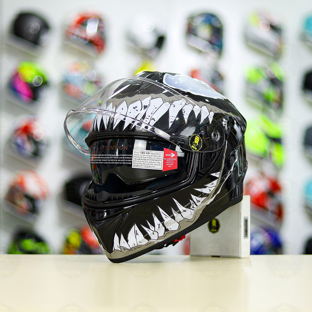 Mũ Fullface YOHE 981 Dán Tem Venom Xám